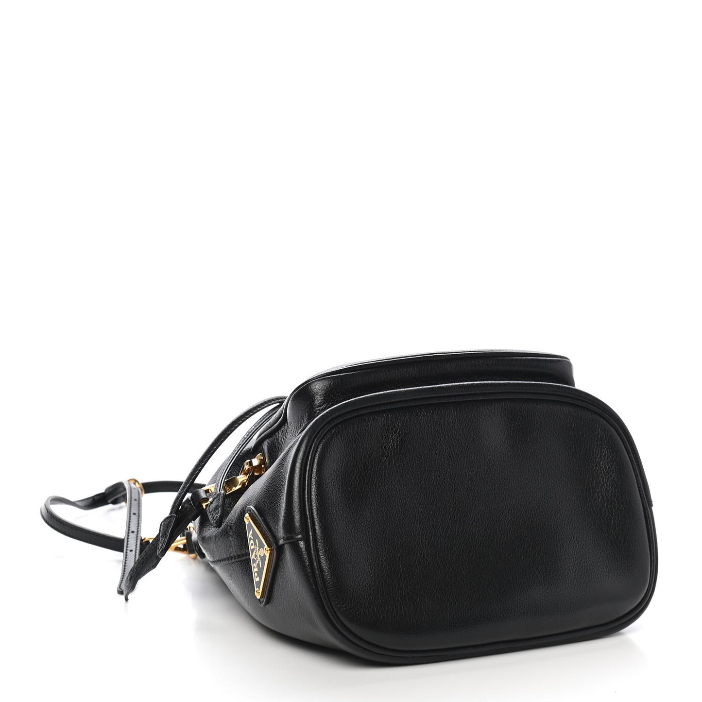 Vitello Daino Drawstring Bucket Black