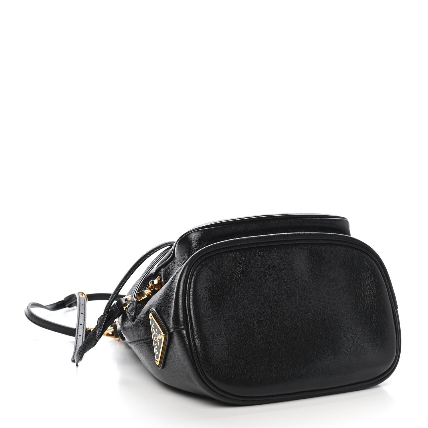 Prada Vitello Daino Drawstring Bucket Black 3 of 7