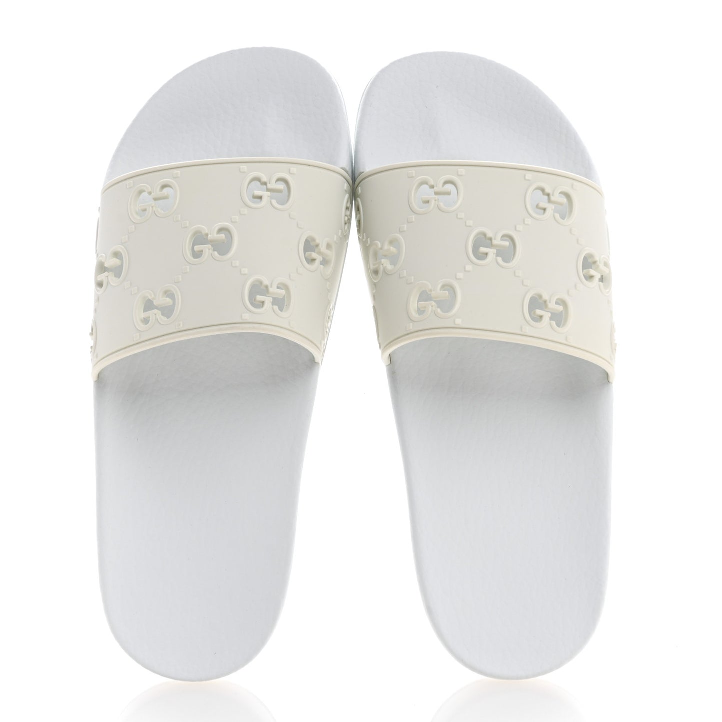 Rubber GG Monogram Perforated Womens Slide Sandals 38 Great White