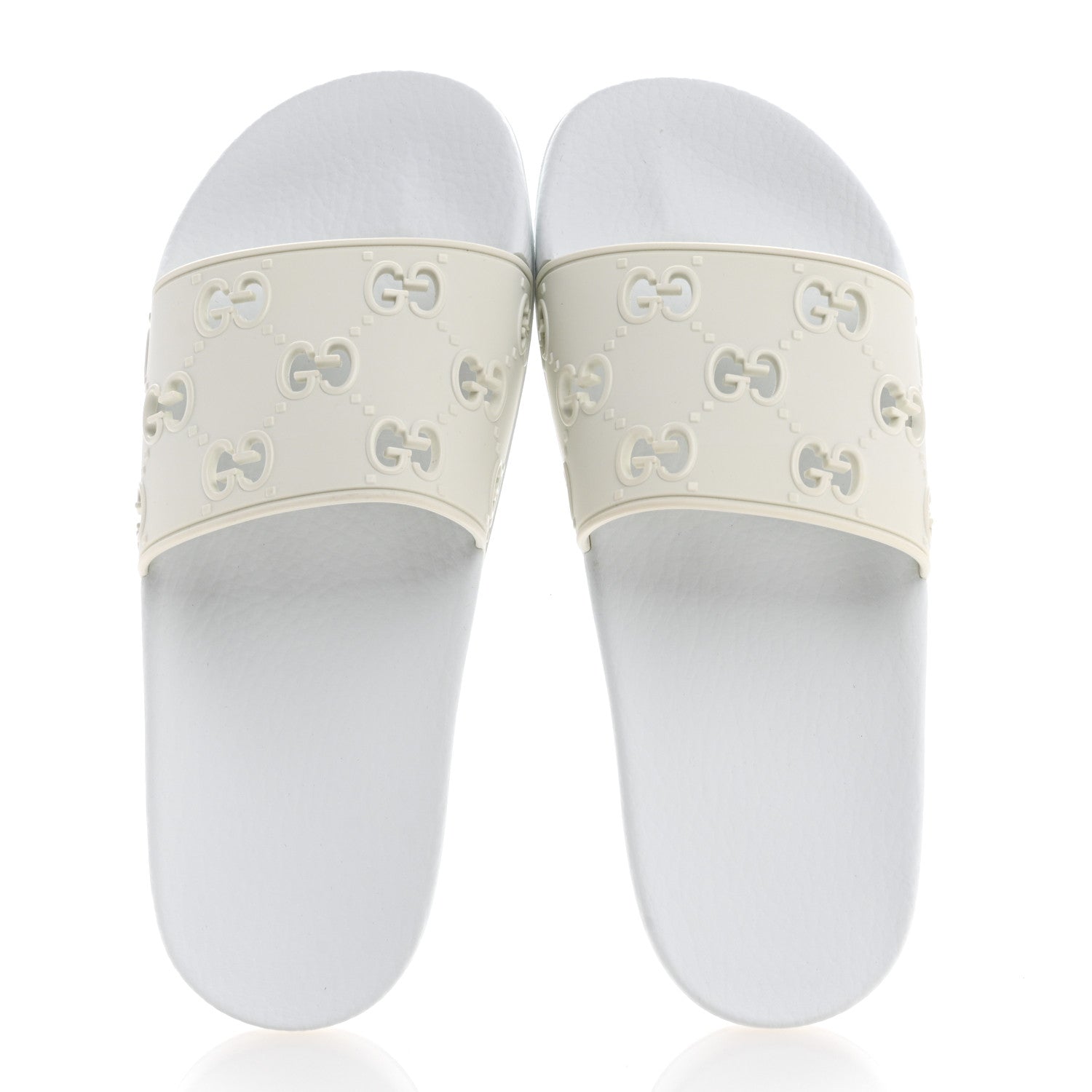 Gucci Rubber GG Monogram Perforated Womens Slide Sandals 38 Great White 2 of 8