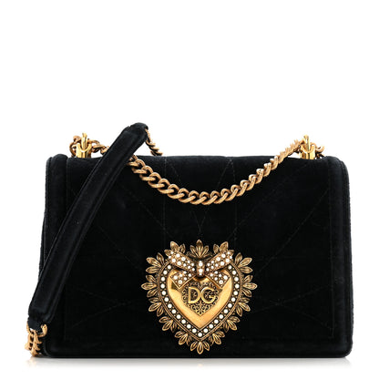 Dolce & Gabbana Velvet Medium Devotion Crossbody Bag Black 1 of 12
