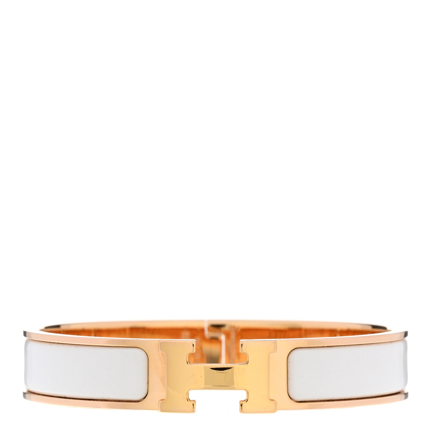 Enamel Narrow Clic Clac H Bracelet PM White