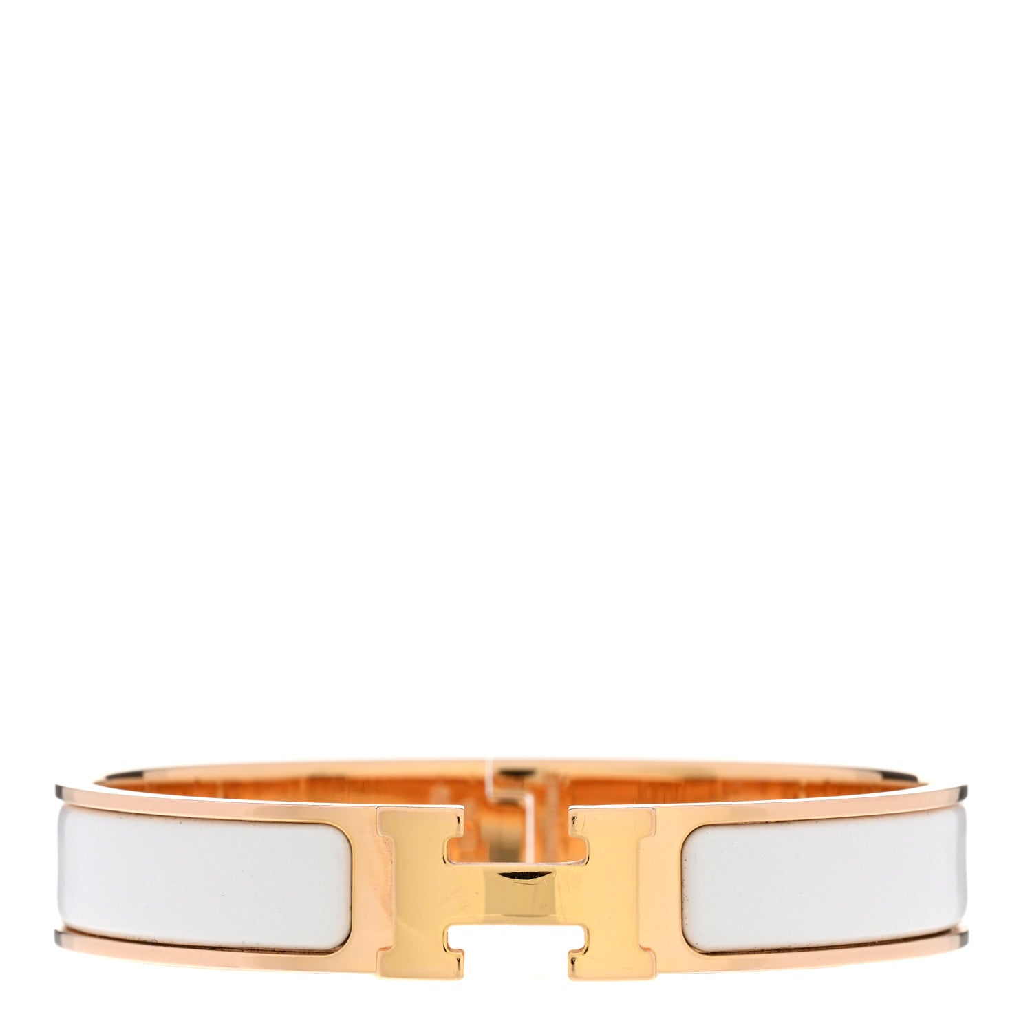Hermes Enamel Narrow Clic Clac H Bracelet PM White 1 of 4