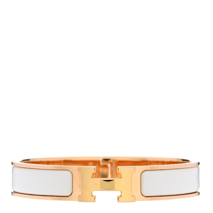 Hermes Enamel Narrow Clic Clac H Bracelet PM White 1 of 4