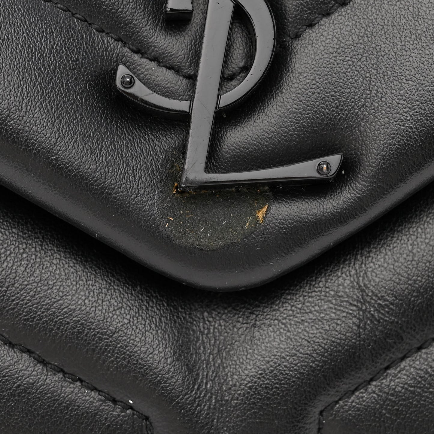 Calfskin Y Quilted Monogram Monochrome Large Loulou Chain Satchel Black