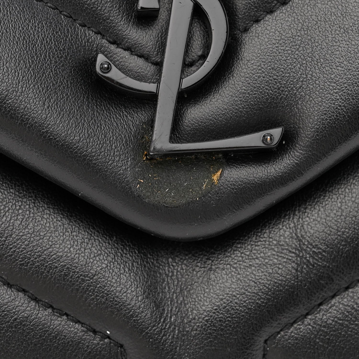 Saint Laurent Calfskin Y Quilted Monogram Monochrome Large Loulou Chain Satchel Black 11 of 13