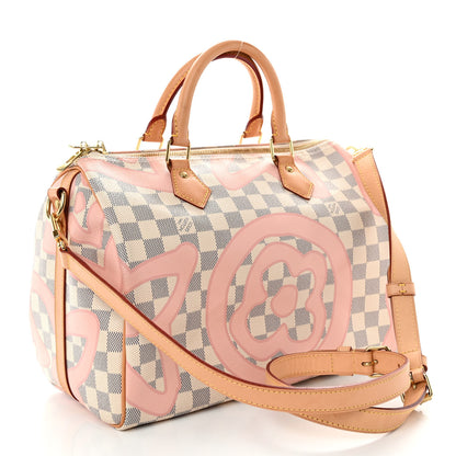 Louis Vuitton Damier Azur Tahitienne Speedy Bandouliere 30 Rose Ballerine 3 of 10