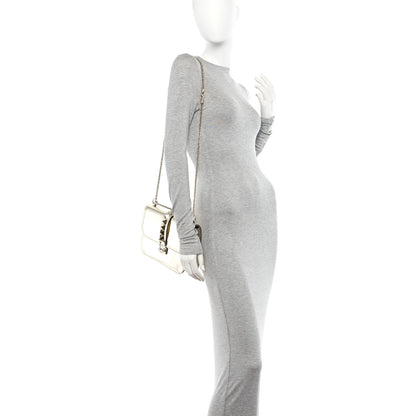 Valentino Garavani Metallic Nappa Medium Glam Lock Rockstud Flap Platino 2 of 9