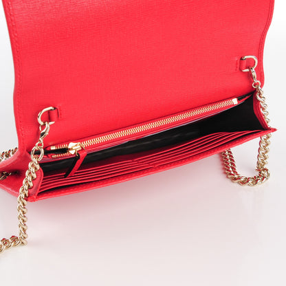 Gucci Textured Calfskin Medium Betty Chain Wallet Tabasco Red 5 of 7