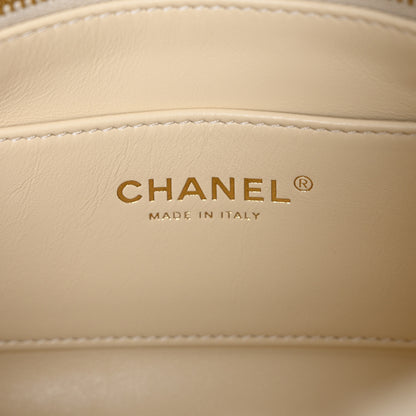 Chanel Shearling Lambskin Quilted CC Chain Medium Flap Ecru 7 of 10