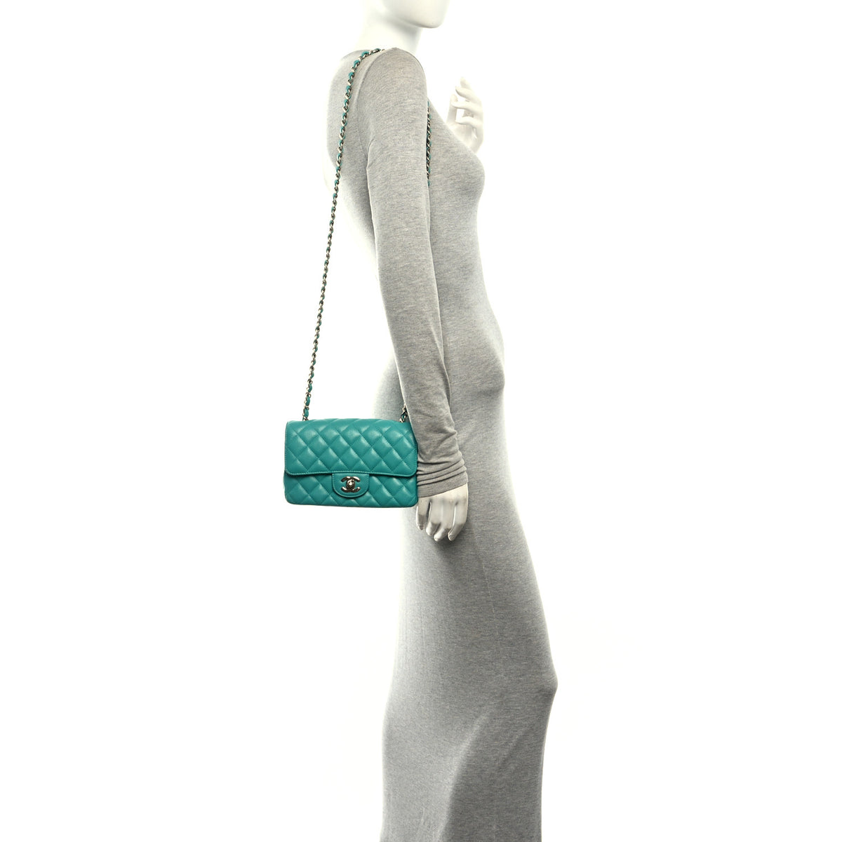 Chanel Caviar Quilted Mini Rectangular Flap Blue 2 of 11