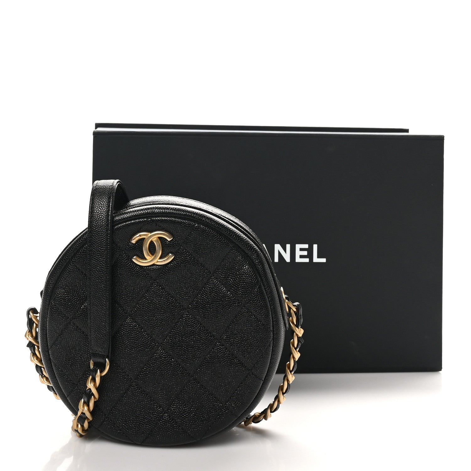 Chanel Caviar Quilted Small Round Bag With Chain Black 11 of 11
