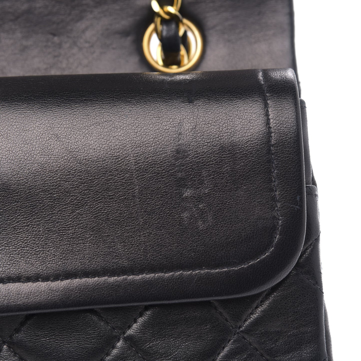 Lambskin Quilted Medium Double Flap Black
