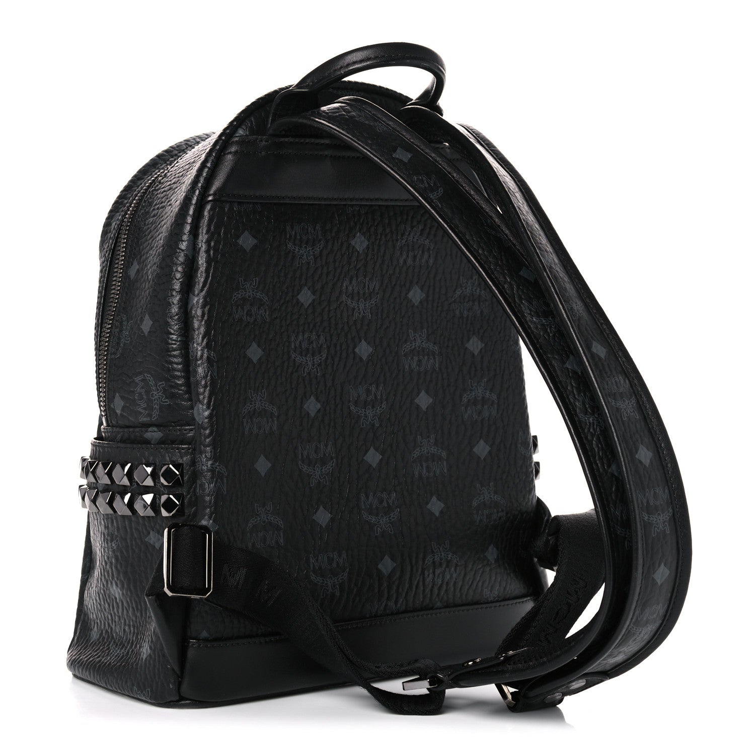 MCM Visetos Small Side Stud Stark Backpack Black 3 of 10