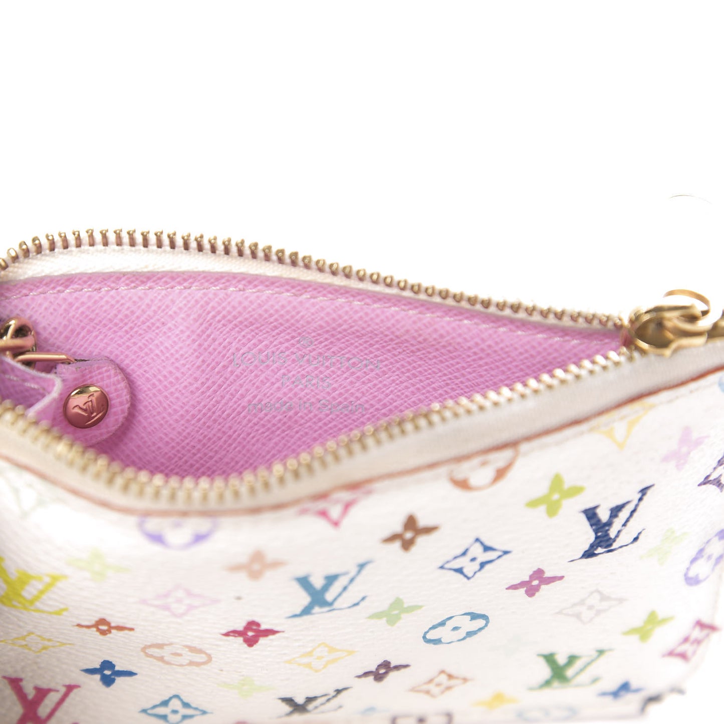 Monogram Multicolor Key Pouch White Litchi