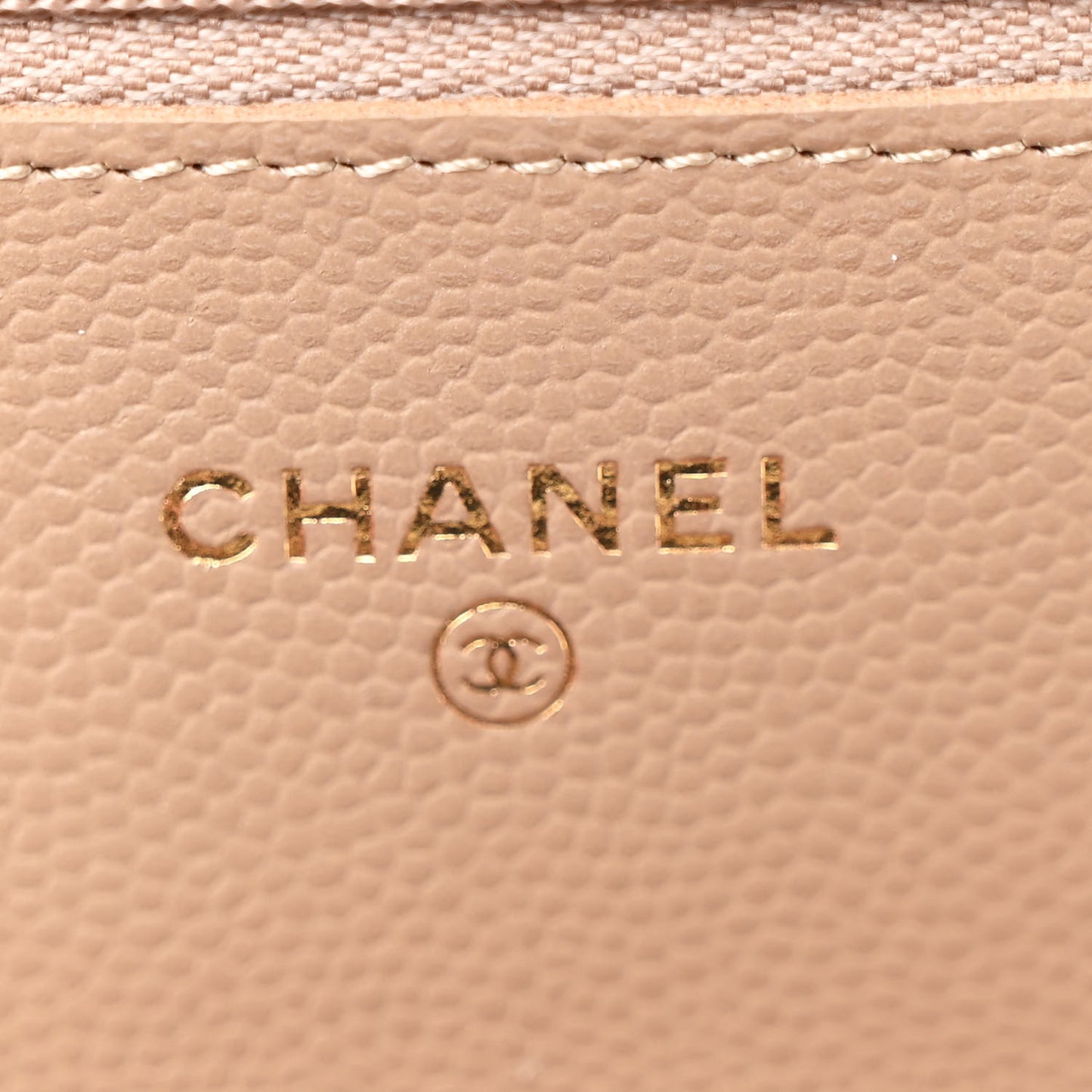 Caviar Quilted Wallet on Chain WOC Dark Beige