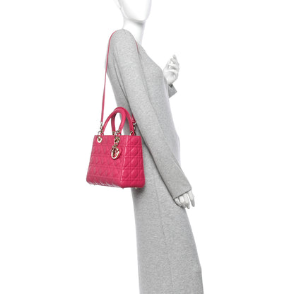 Christian Dior Lambskin Cannage Medium Lady Dior Pink 2 of 13