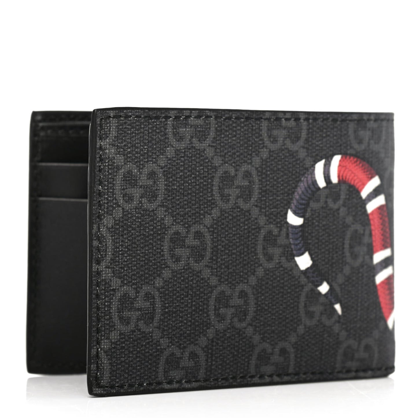 GG Supreme Monogram Kingsnake Bi-Fold Wallet Black Grey