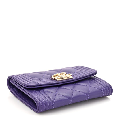 Chanel Lambskin Quilted Boy Flap Card Holder Purple 4 of 10