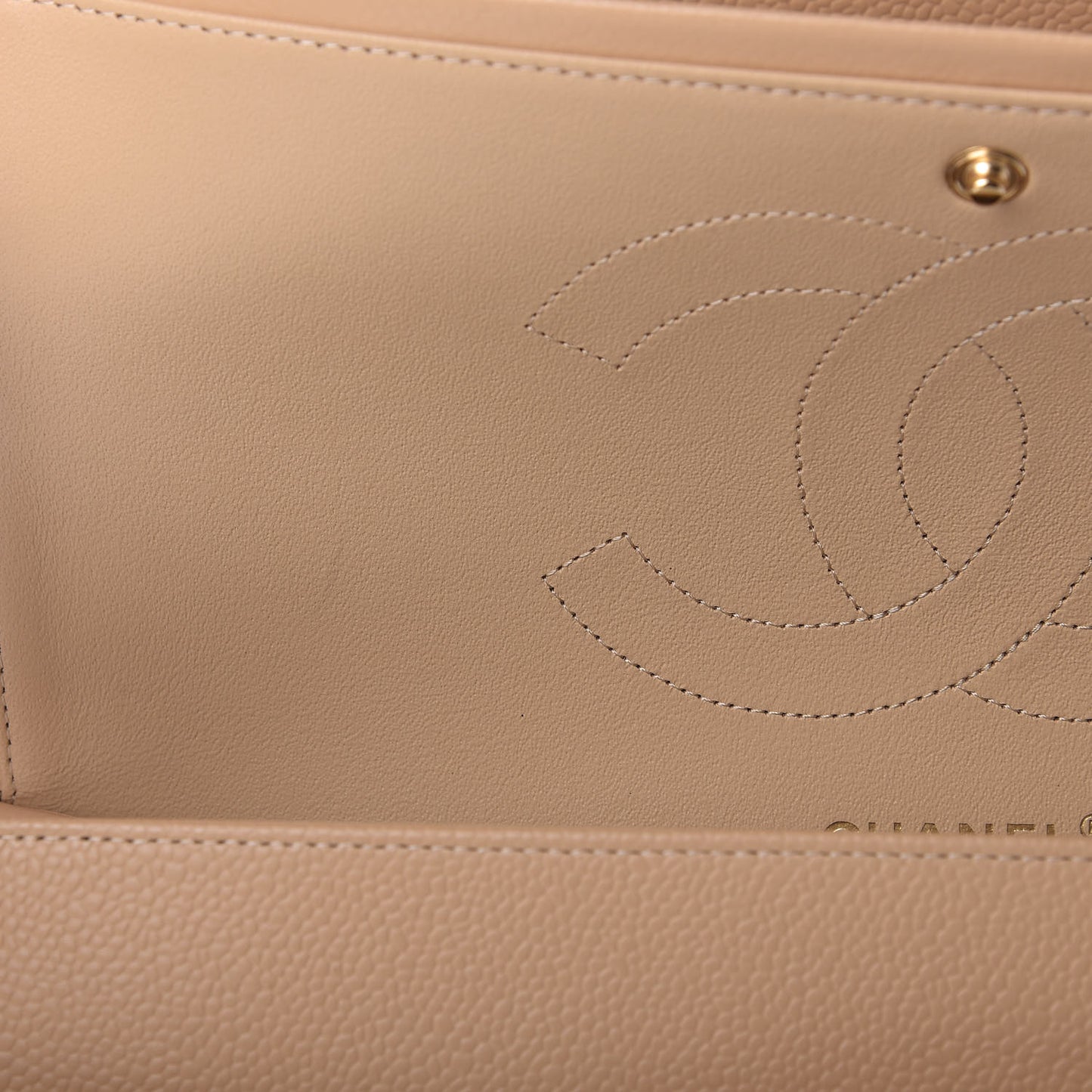 Caviar Quilted Jumbo Double Flap Beige Clair