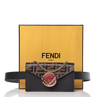 Fendi Vitello Cruise F is Fendi Bi-Color FF 1974 Embossed Envelope Belt Bag Maya Black 13 of 13