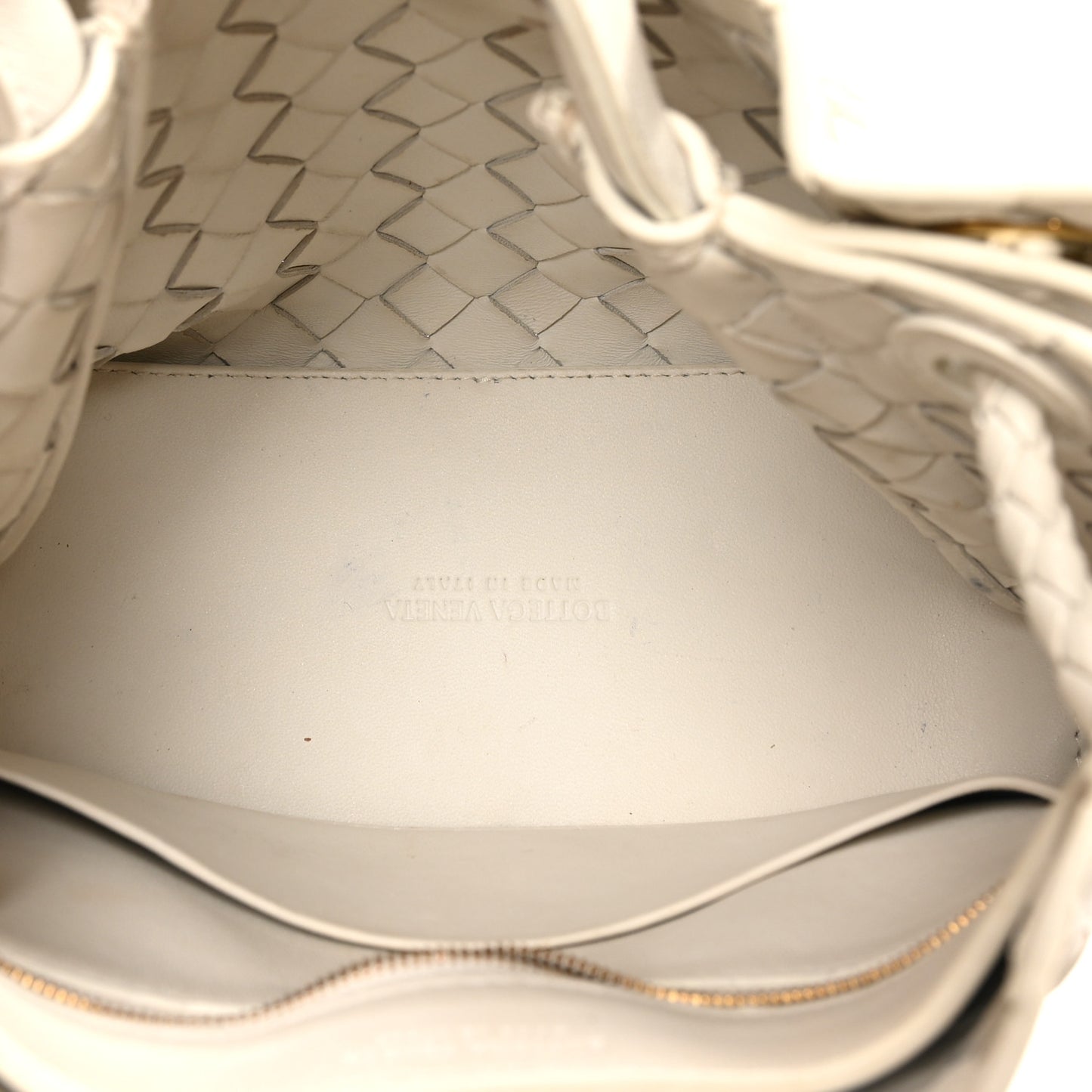 Nappa Intrecciato Small Andiamo Shoulder Bag White