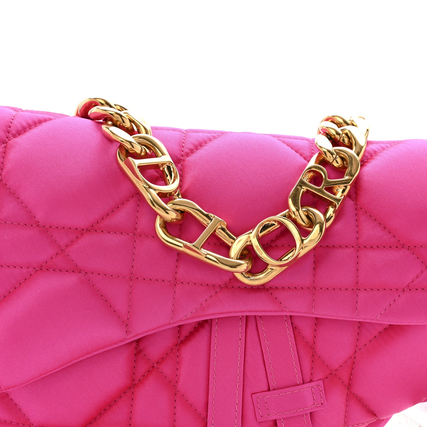 Christian Dior X ERL Satin Cannage Micro Venice Saddle Bag Fuchsia 7 of 11