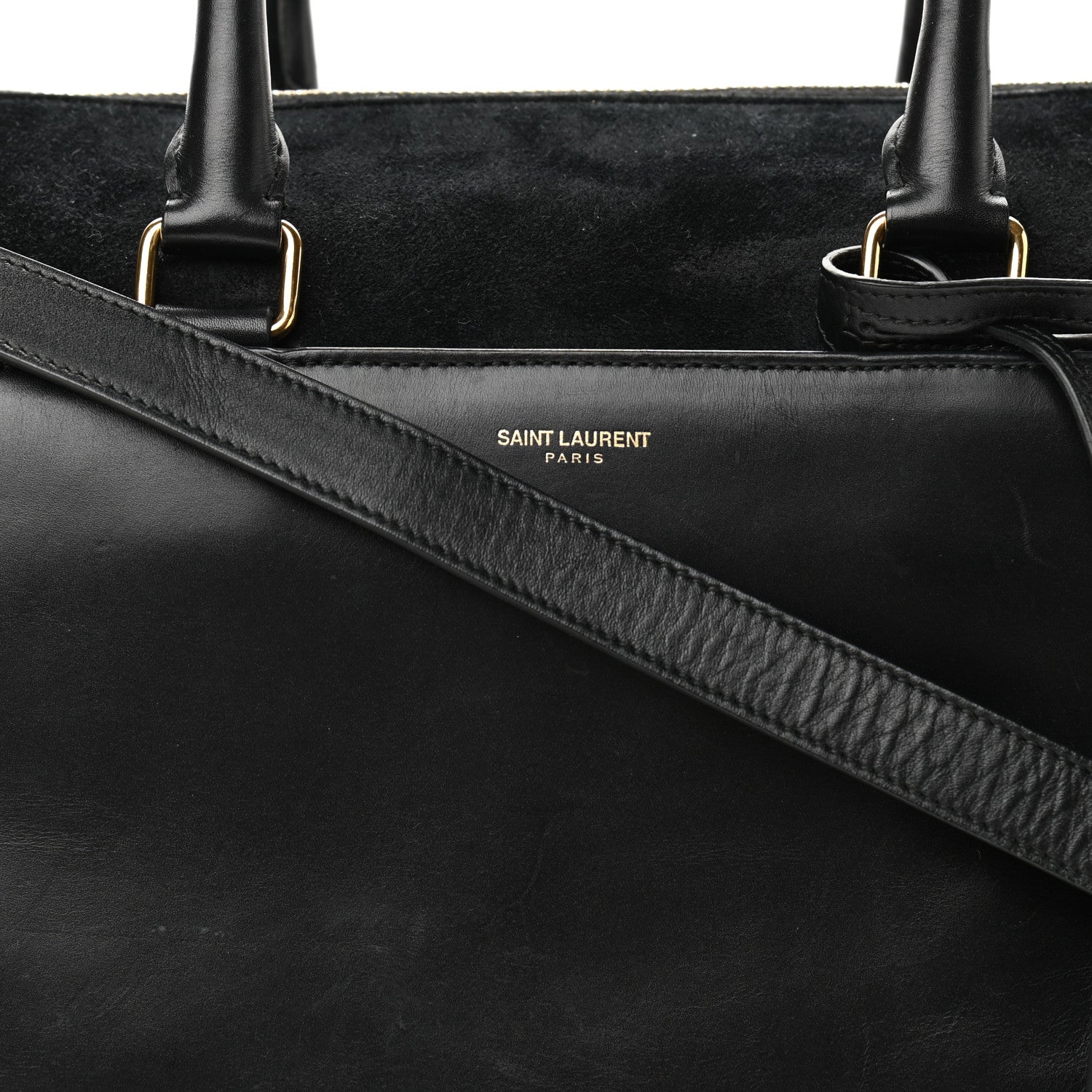Saint Laurent Calfskin Suede Classic Duffle 6 Black 8 of 10