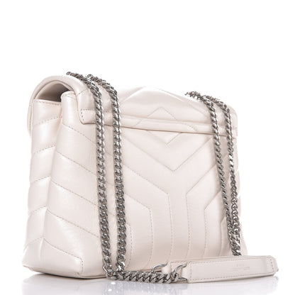 Saint Laurent Calfskin Y Quilted Monogram Small Loulou Chain Satchel Porcellana 3 of 6