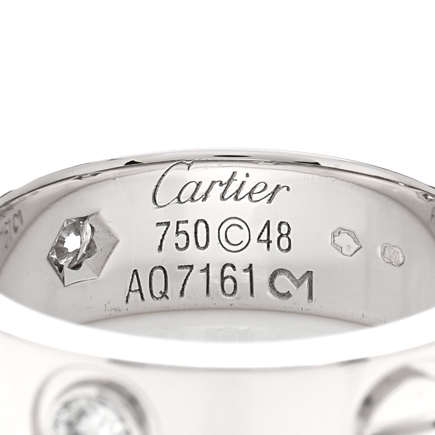 Cartier 18K White Gold 3 Diamond 5.5mm LOVE Ring 48 4.5 4 of 5