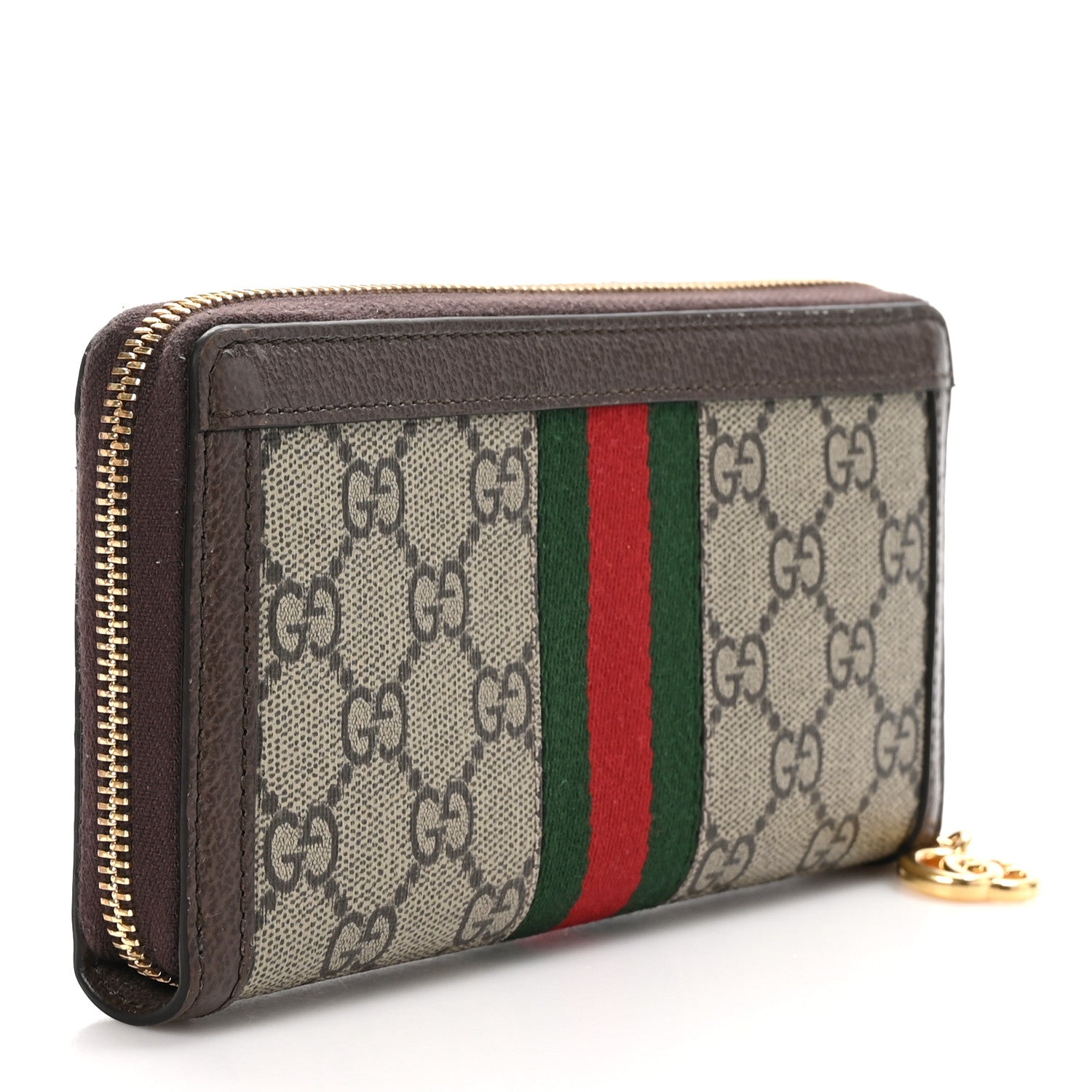 Gucci GG Supreme Monogram Web Ophidia Zip Around Wallet Brown 3 of 11