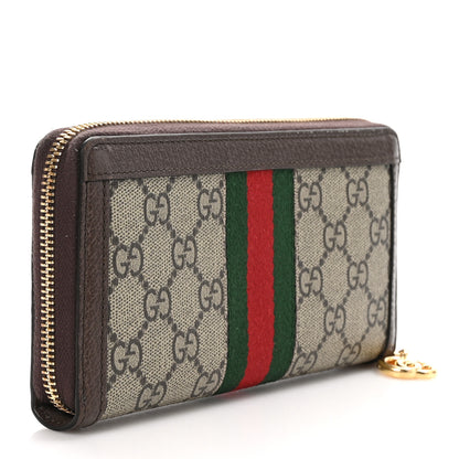 Gucci GG Supreme Monogram Web Ophidia Zip Around Wallet Brown 3 of 11