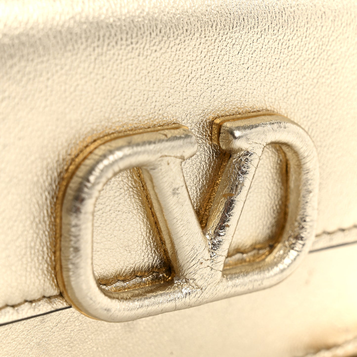 Metallic Calfskin Mini VSling Shoulder Bag Sahara