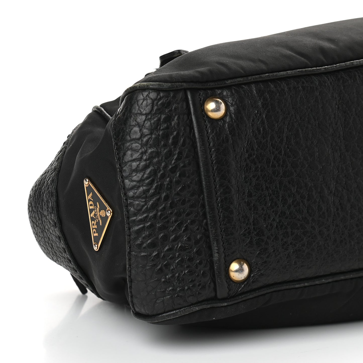 Tessuto Nylon Calfskin Shoulder Bag Black