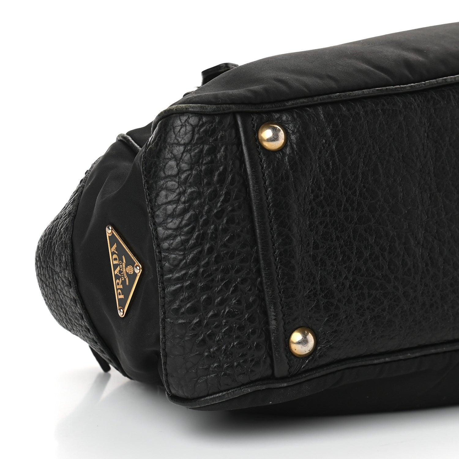 Prada Tessuto Nylon Calfskin Shoulder Bag Black 6 of 7