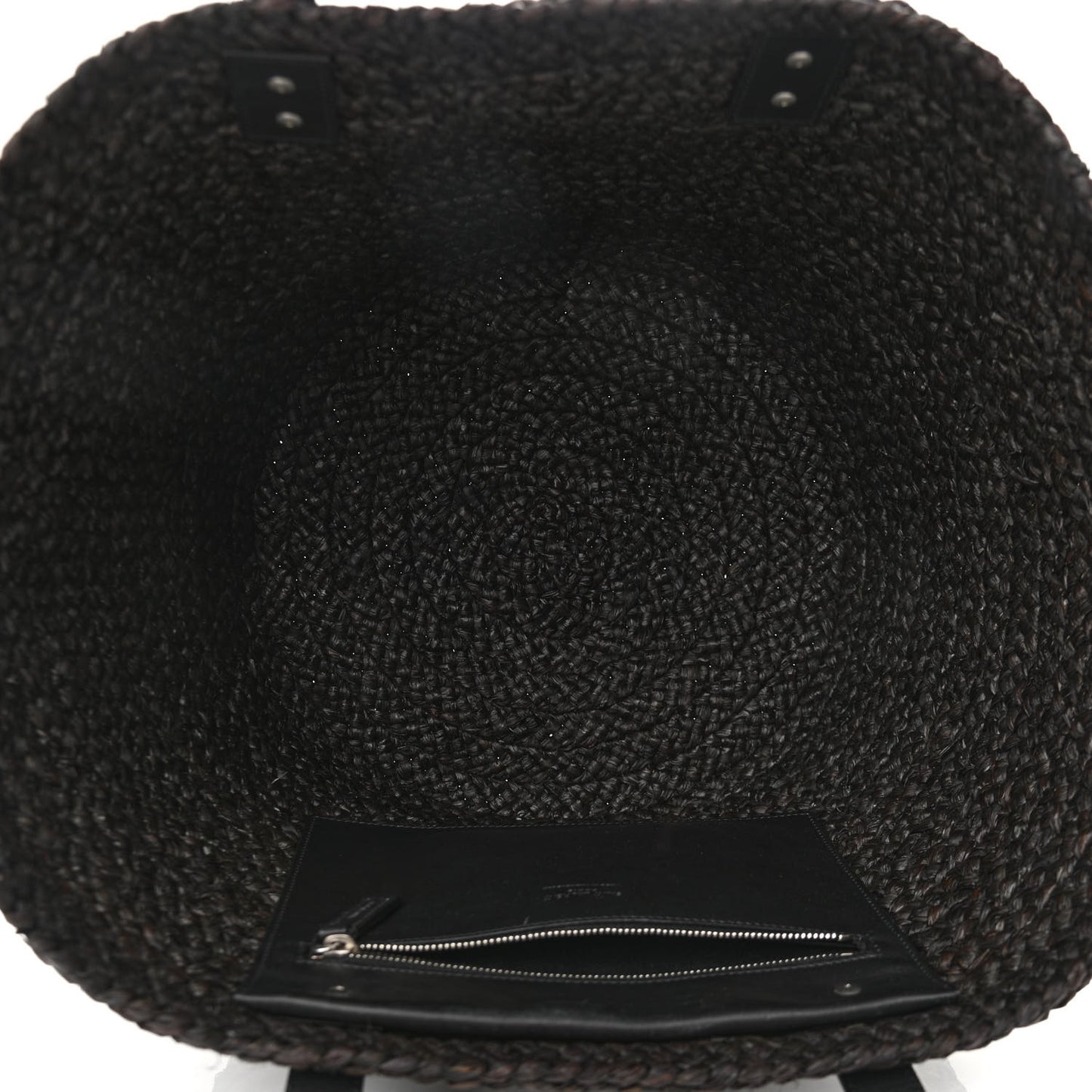 Raffia Medium Panier Bag Black