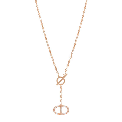 Hermes 18K Rose Gold Diamond GM Chaine D'Ancre Contour Pendant Necklace ST 1 of 5