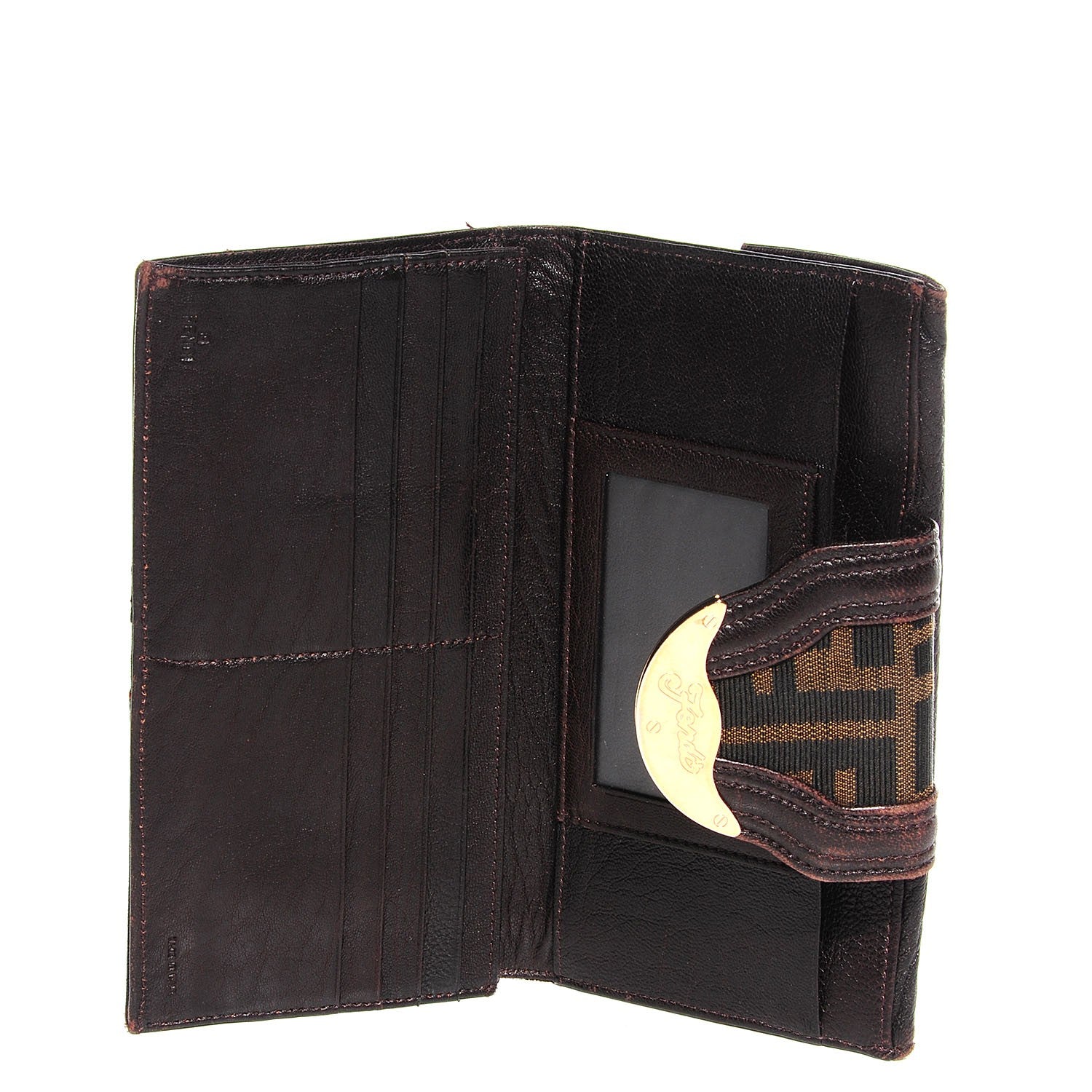Fendi Zucca Nappa Nuvolata Vitello Tortuga Spy Continental Wallet Tobacco Moro 5 of 8