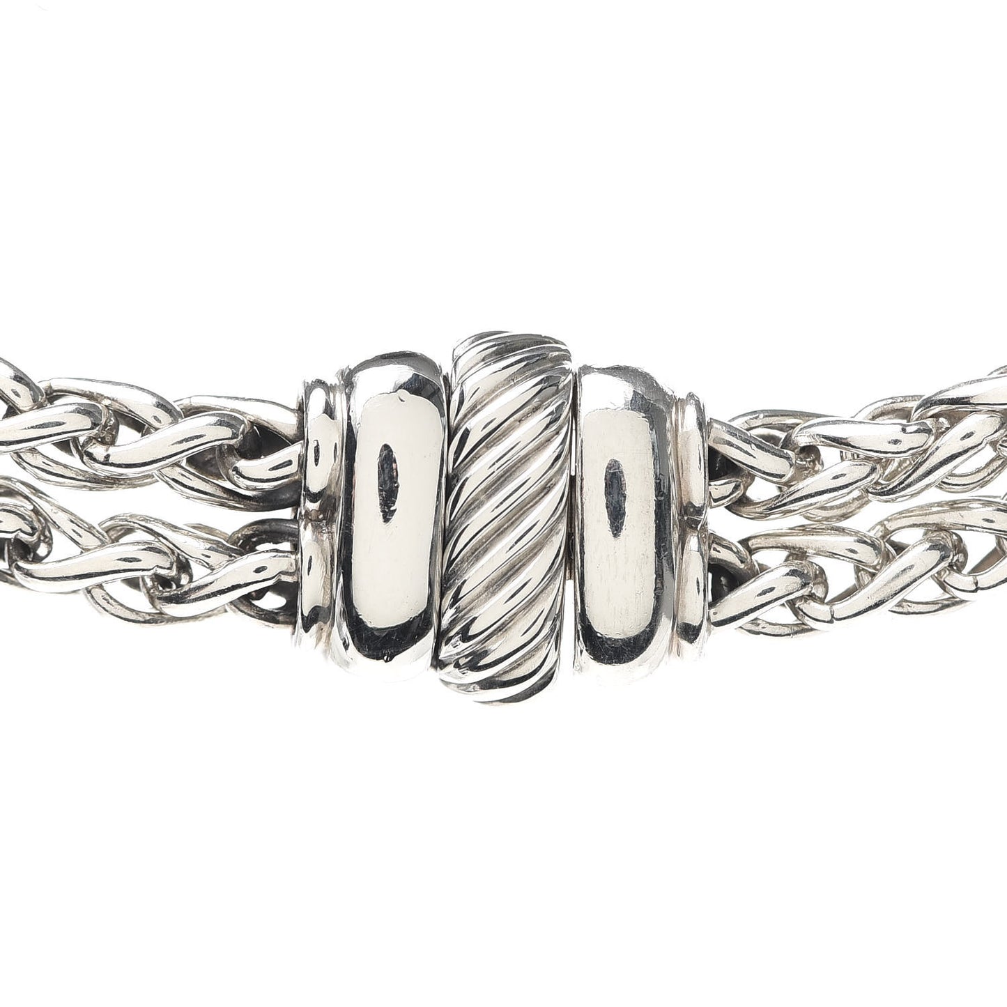 Sterling Silver 18K Yellow Gold 8mm Double Wheat Chain Necklace