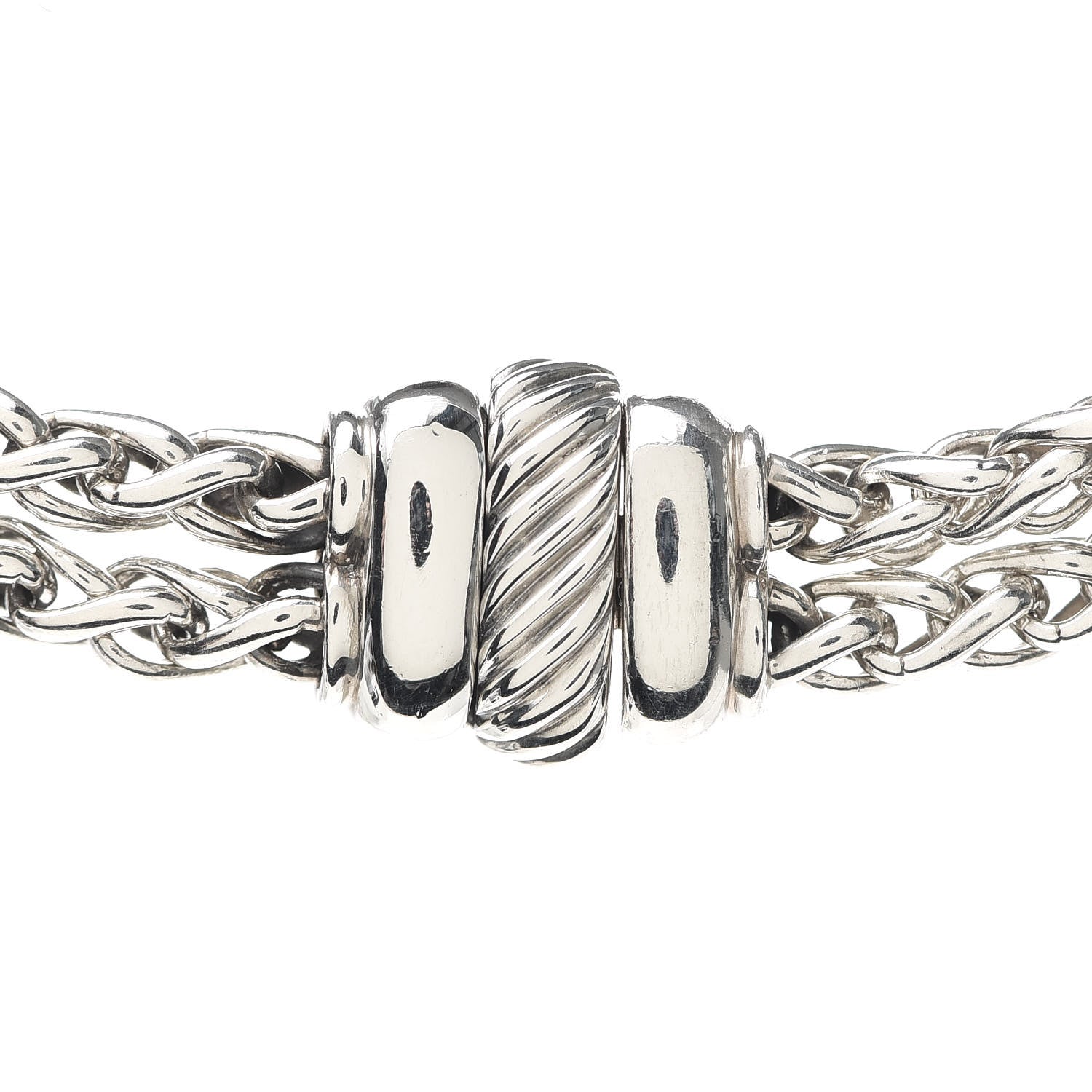 David Yurman Sterling Silver 18K Yellow Gold 8mm Double Wheat Chain Necklace 4 of 5