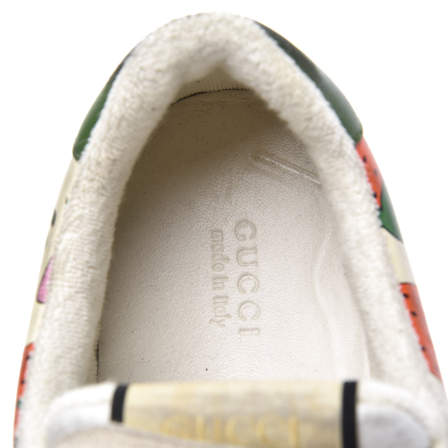 Gucci Nubuck Web Strawberry Print Womens Screener Sneakers 42 Dusty Milk White Vintage Green 8 of 10