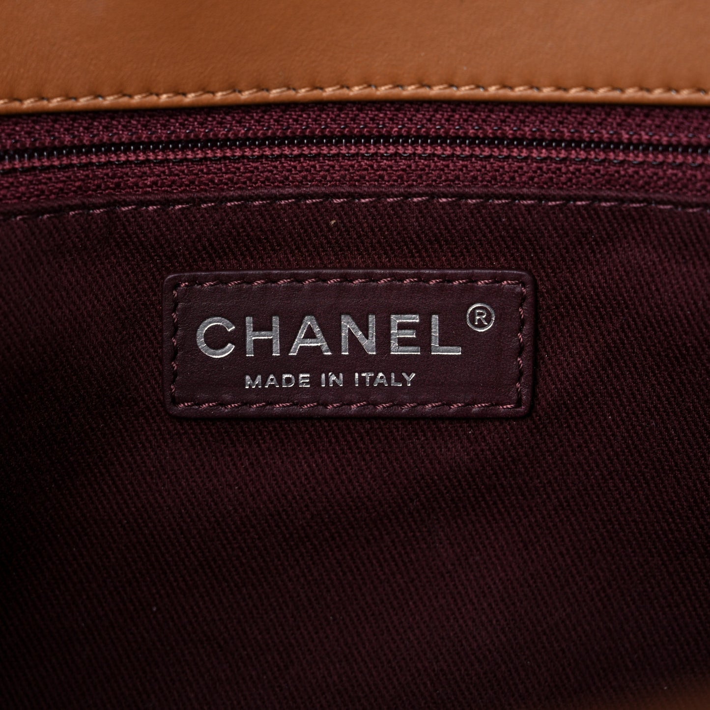 Lambskin Chevron Double Stitch Jumbo Single Flap Camel
