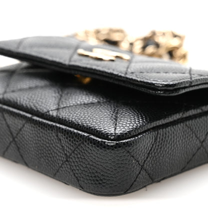 Chanel Caviar Quilted Belt Bag With Charms On Chain Black 11 of 12