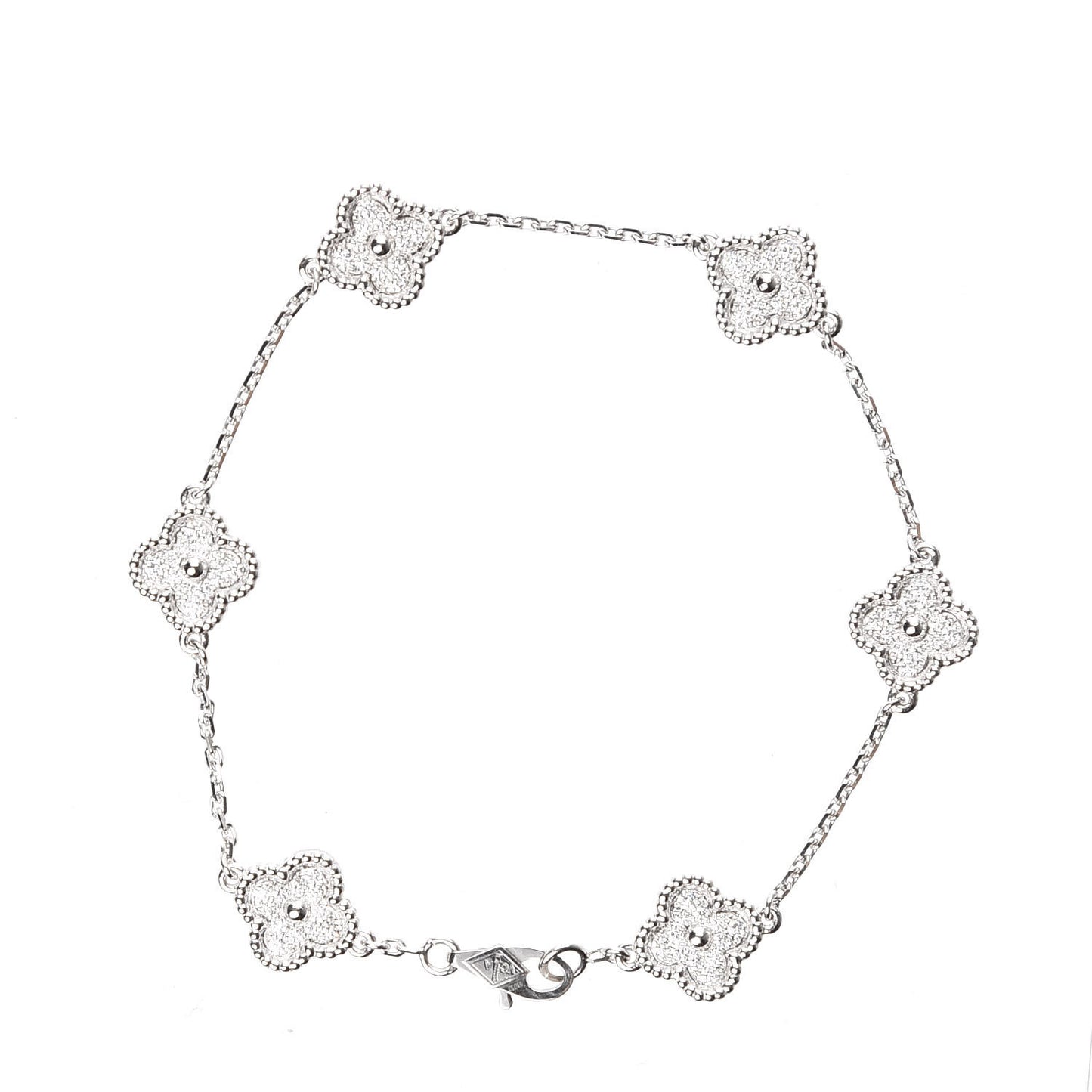 18K White Gold Diamond 6 Motifs Sweet Alhambra Bracelet