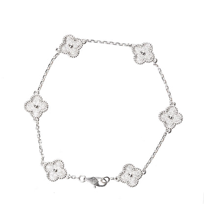 Van Cleef & Arpels 18K White Gold Diamond 6 Motifs Sweet Alhambra Bracelet 3 of 6