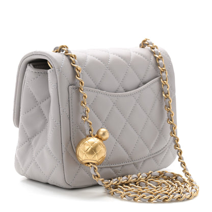 Chanel Lambskin Quilted Mini Pearl Crush Flap Light Grey 3 of 11