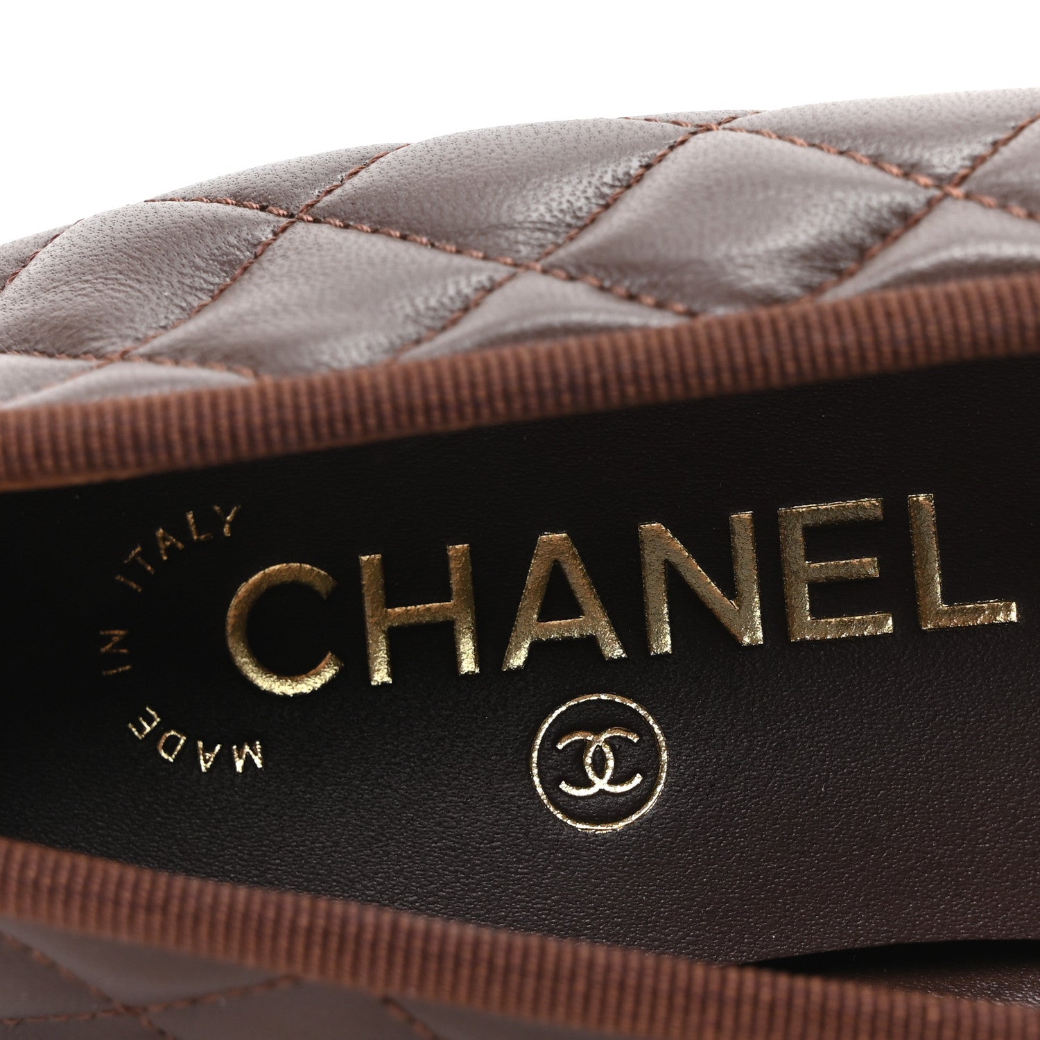 Chanel Lambskin Quilted CC Cap Toe Ballerina Flats 38.5 Dark Brown 8 of 10