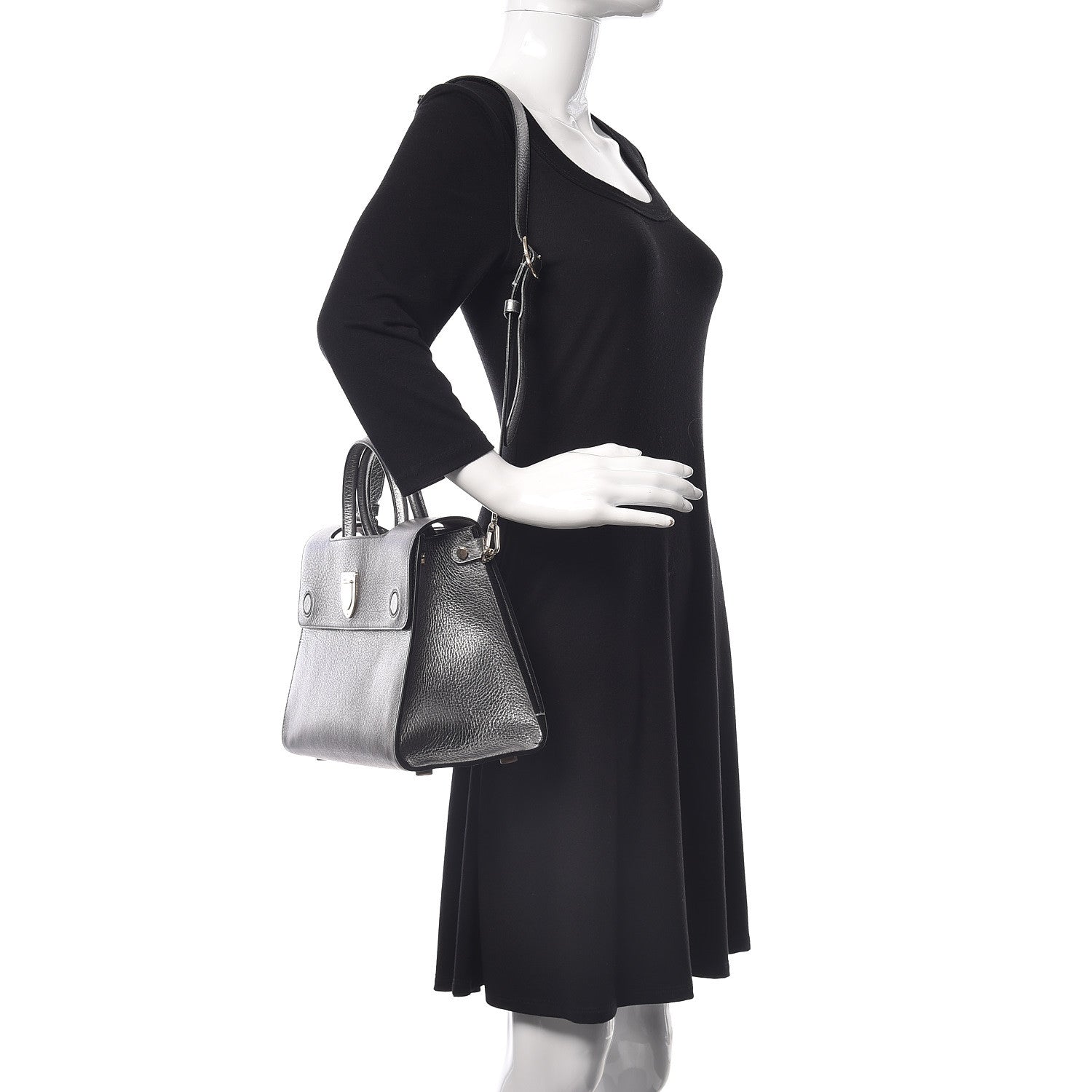 Christian Dior Metallic Grained Calfskin Medium Diorever Flap Silver 2 of 18
