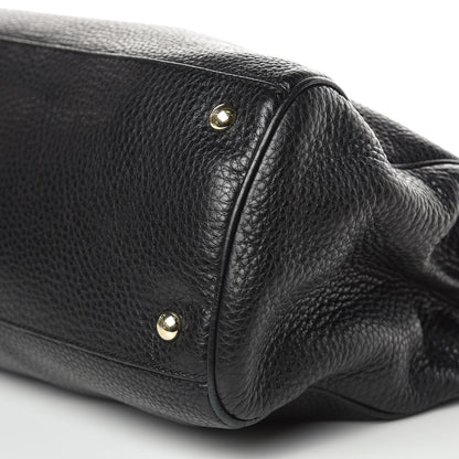 Gucci Pebbled Calfskin Medium Bamboo Shopper Tote Black 10 of 12