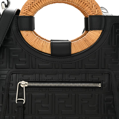 Fendi Vitello Century Wicker FF 1974 Embossed Small Runaway Shopper Tote Black 8 of 10